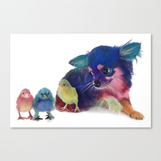 Chihuahua and Chicks Canvas Print