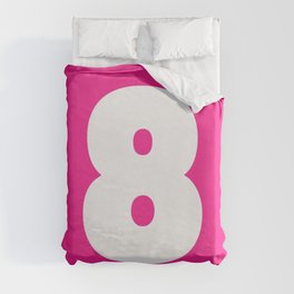 8 (White & Dark Pink Number) Duvet Cover