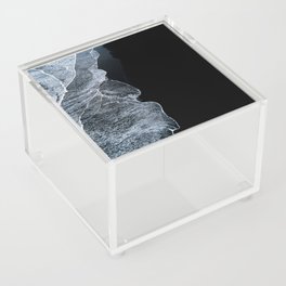 Waves on a black sand beach in iceland - minimalist Landscape Photography Acrylic Box