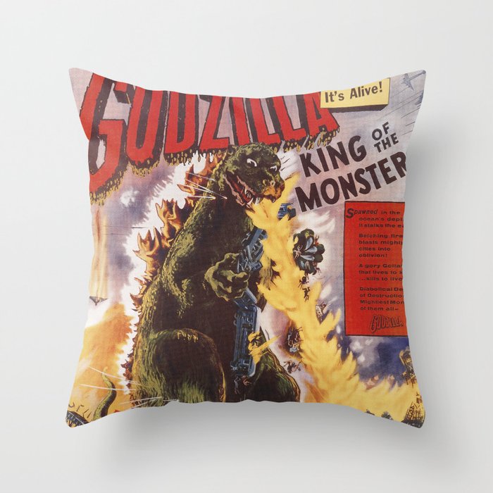 Godzilla rampage Throw Pillow
