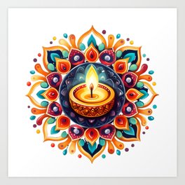 Diwali candle Art Print