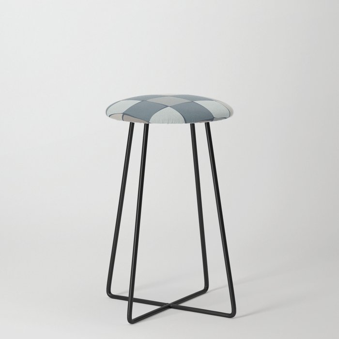 Flux Check Grid Pattern in Neutral Blue Gray Tones Counter Stool