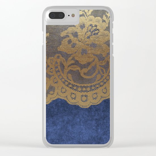 Blue Lace Velvet 01 Clear iPhone Case
