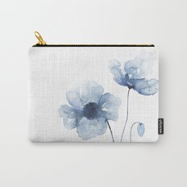 Blue Watercolor Poppies Carry-All Pouch