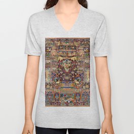Ornate Antique Persian Kashmar V Neck T Shirt