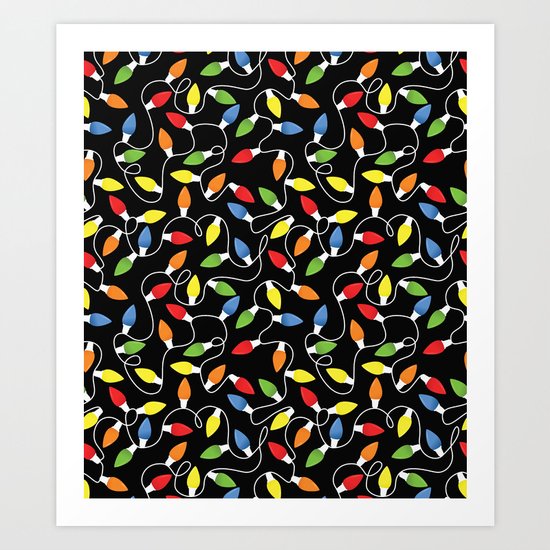 Endless Christmas Lights (On Black) Art Print