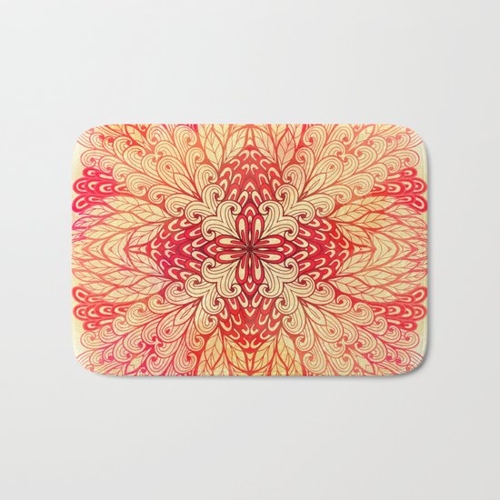 Hand Drawn Floral Mandala 02 Bath Mat