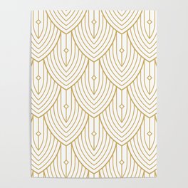 Gold and white art-deco pattern Poster