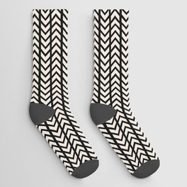 Beige arrows pattern on black background Socks