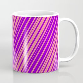 [ Thumbnail: Light Coral & Dark Violet Colored Lines/Stripes Pattern Coffee Mug ]