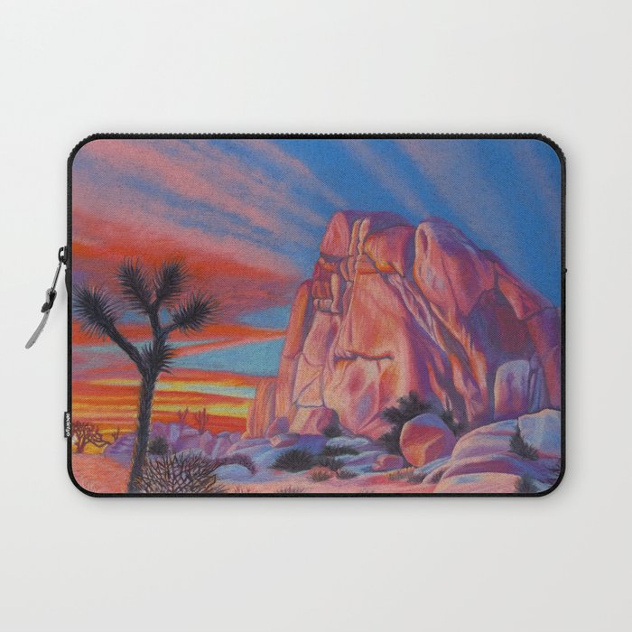 Glowing Joshua Tree sunset as the climbing day draws to a close Laptop Sleeve