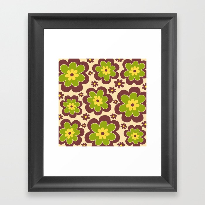 Colorful Retro Flower Pattern 591 Framed Art Print