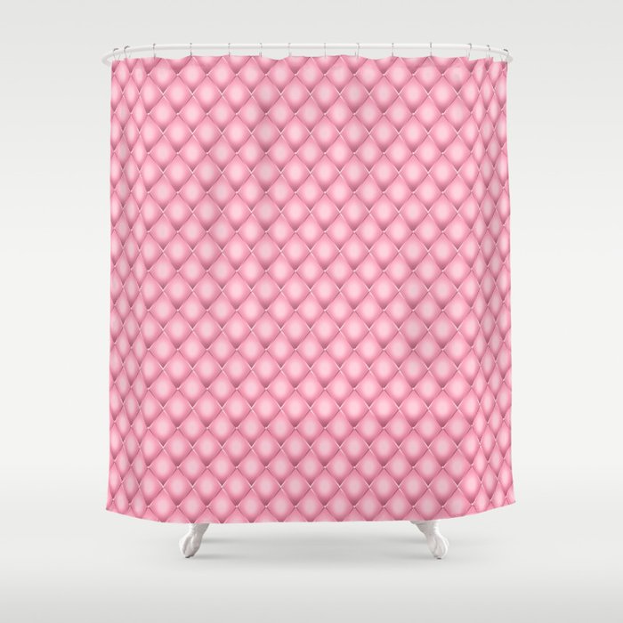 Glam Pink Tufted Geometric Pattern Shower Curtain