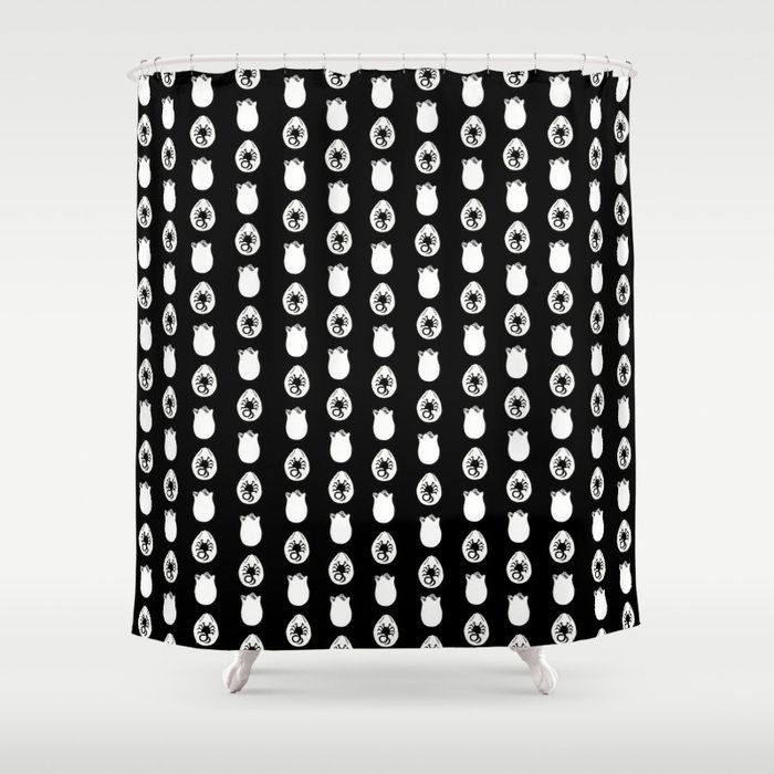 Alien Eggs Pattern Black and White Shower Curtain