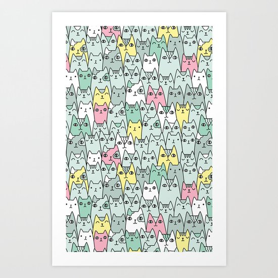 Cute cats family Art Print