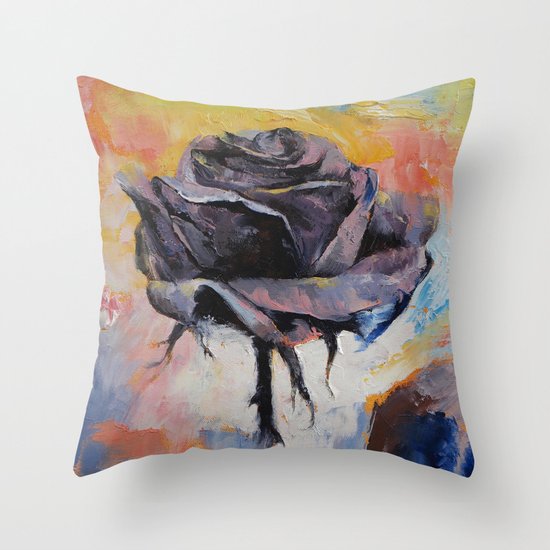 Black Rose Throw Pillow