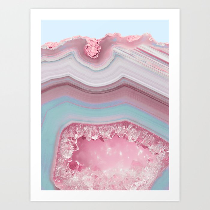 Blush and Teal Agate Art Print