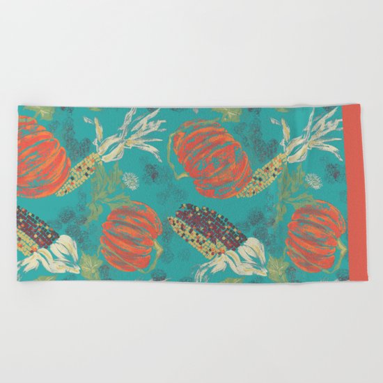 pumpkin patch day Beach Towel