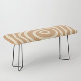 Mid Century Modern Abstract Spiral Art - Tan and Blanched Almond Bench