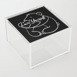 Love Yourself Cute Bear Illustration Acrylic Box
