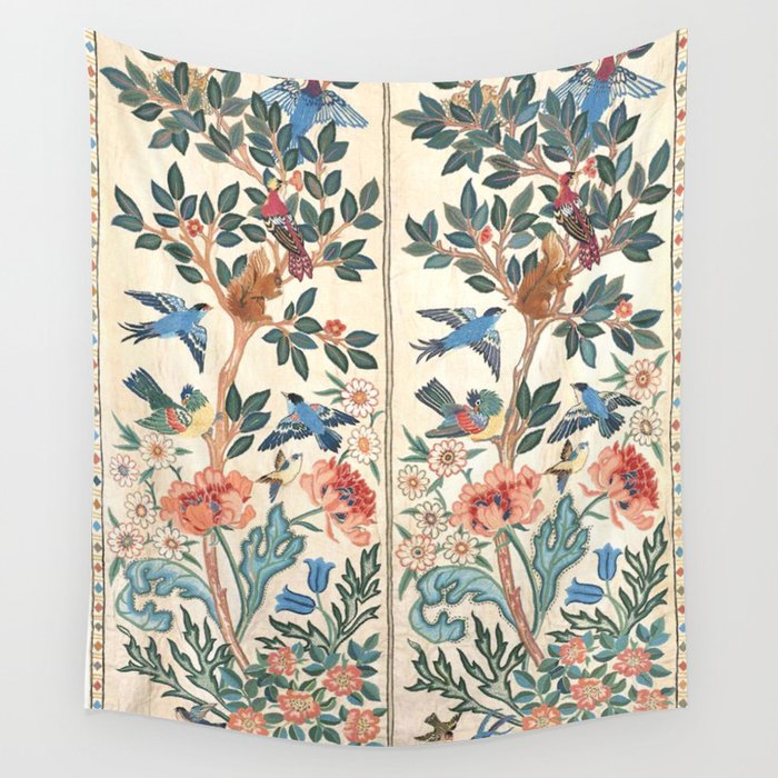 William Morris & May Morris Antique Chinoiserie Floral Wall Tapestry