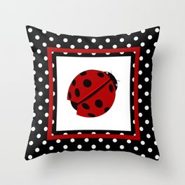 Ladybug And Polkadots Throw Pillow