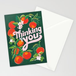 Juicy citrus "Thinking of You" card with painted oranges & bold hand lettering Stationery Cards