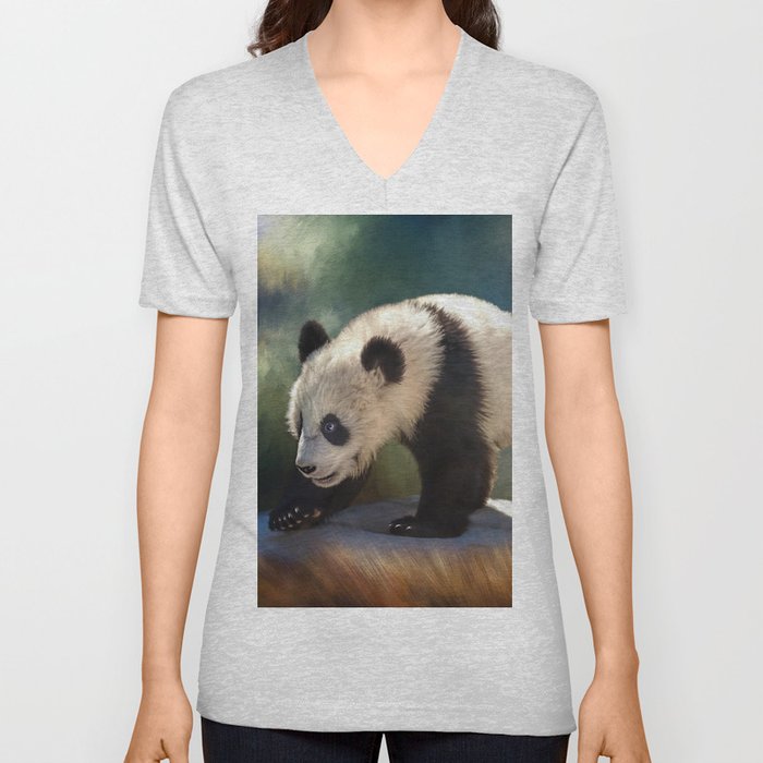 Cute panda bear baby V Neck T Shirt