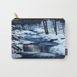 Winter Waterfalls Carry-All Pouch | Maine, Snow, Digital, Hike, Trails, Beautiful, Hobbitland, Ice, Photo, Vaughanswoods 