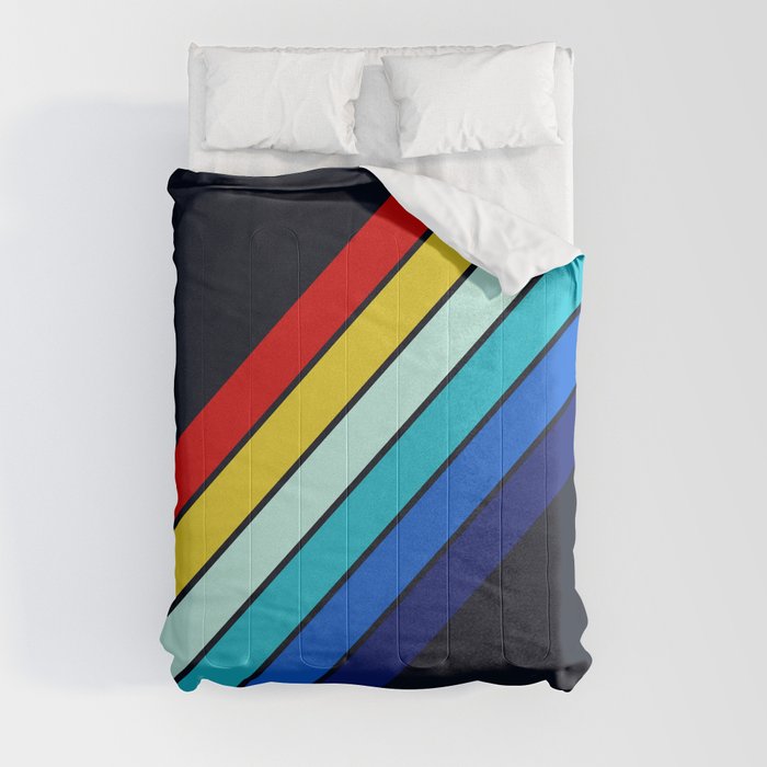 Edura 70s Vintage Style Retro Stripes Comforter by AlphaOmega