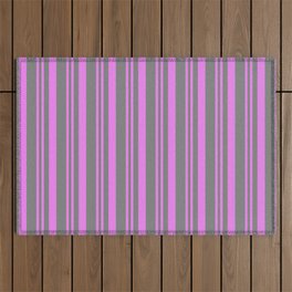[ Thumbnail: Violet & Gray Colored Stripes Pattern Outdoor Rug ]