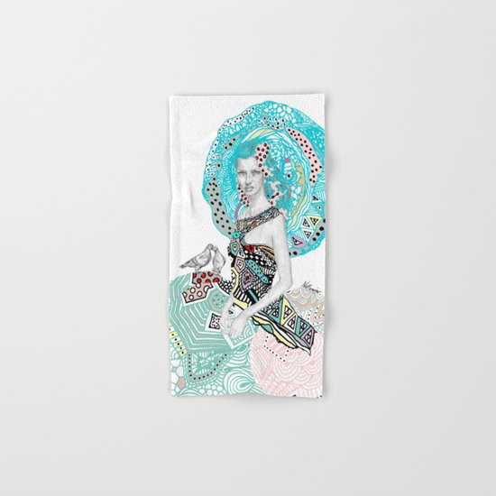 Paris Floral Girl Love Birds Hand & Bath Towel