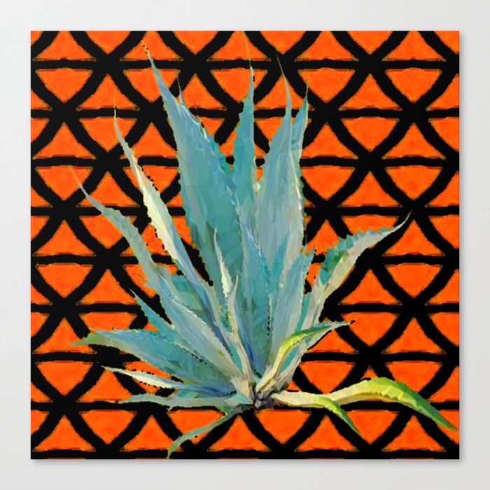 Cumin Orange Blue Desert Agave Cacti Art Canvas Print By Sharlesart Society6