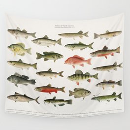 Illustrated Denton Fish Chart of Fishes of North America Wall Tapestry