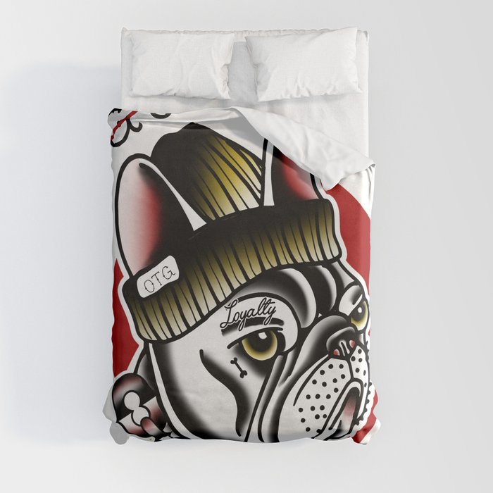 Good Boy French Bulldog Duvet Cover by Oahu Tattoo Girl Society6