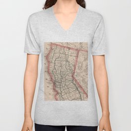 Vintage Map of Northern California (1883) V Neck T Shirt