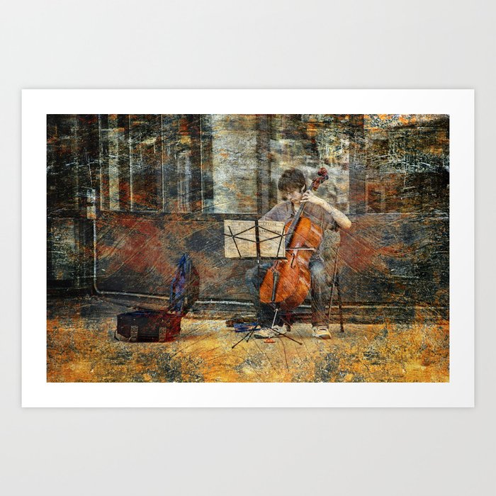 Sidewalk Cellist Art Print