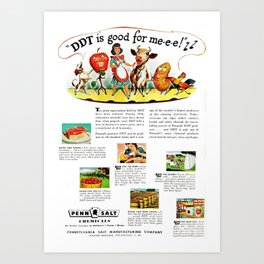 1946 Vintage 'DDT is good for me!' outrageous 'environmental friendly' orignal poster advertisement Art Print