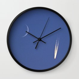 Moon and Jet in the Deep Blue Wall Clock
