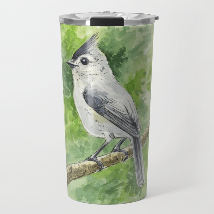 Titmouse bird watercolor Travel Mug
