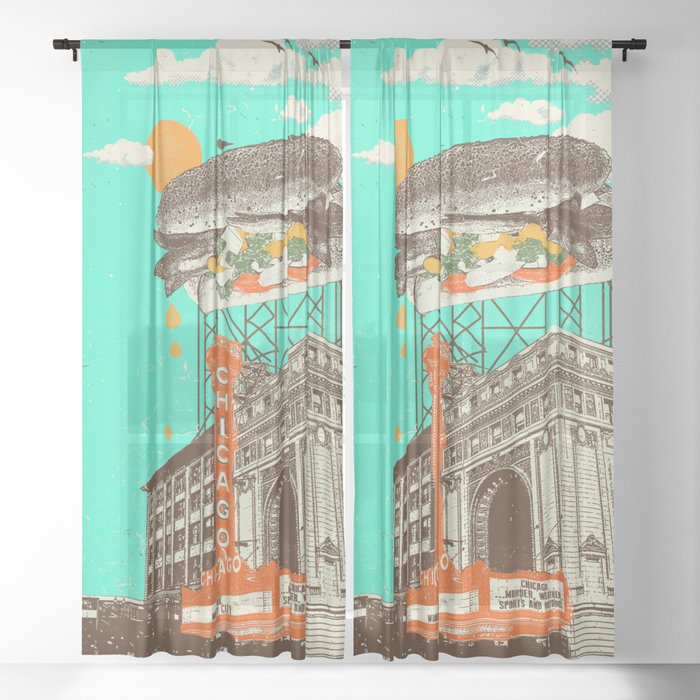 CHICAGO DOG Sheer Curtain