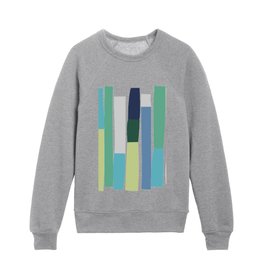 Limeao - Colorful Abstract Decorative Summer Design Pattern in Green and Blue  Kids Crewneck