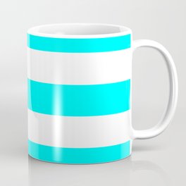 Electric cyan - solid color - white stripes pattern Coffee Mug