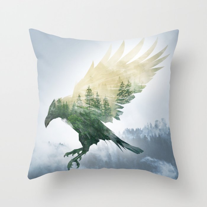 Spirit Raven Throw Pillow