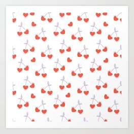 Heart cherries pattern Art Print