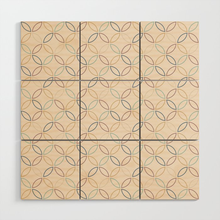 Four Leaf cement circle tile. Geometric circle decor pattern. Digital Illustration background Wood Wall Art