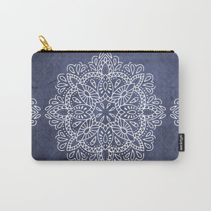 Mandala Vintage White on Ocean Fog Gray Carry-All Pouch