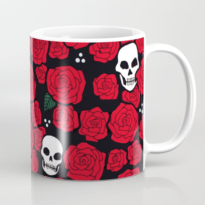 Skulls and Roses Pattern Coffee Mug