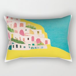 Positano Landscape Italy Travel Poster Retro Rectangular Pillow