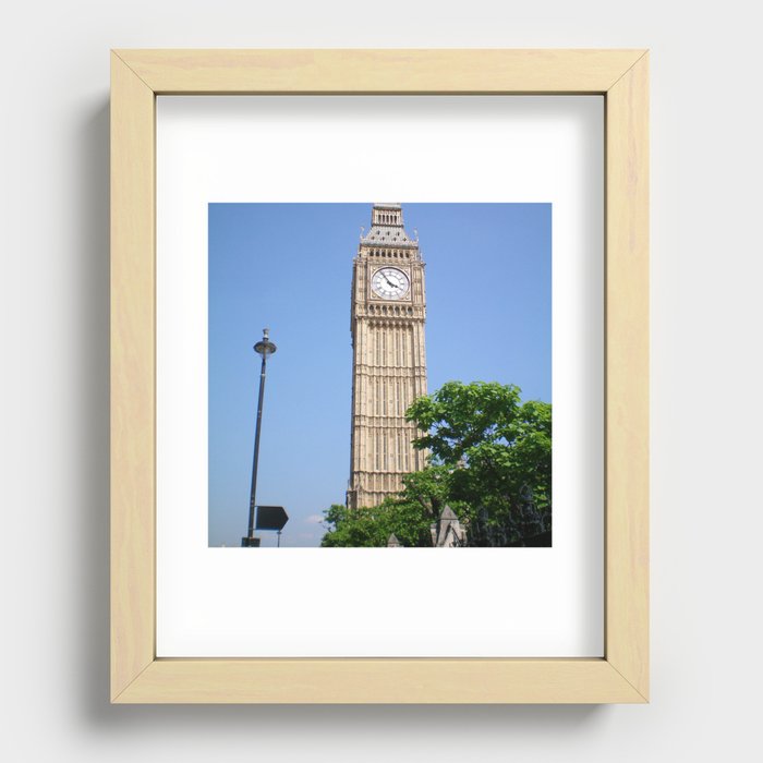Great Britain Photography - Big Ben By A Green Tree Recessed Framed Print